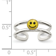 Sterling Silver Yellow & Black Enameled Smiley Toe Ring