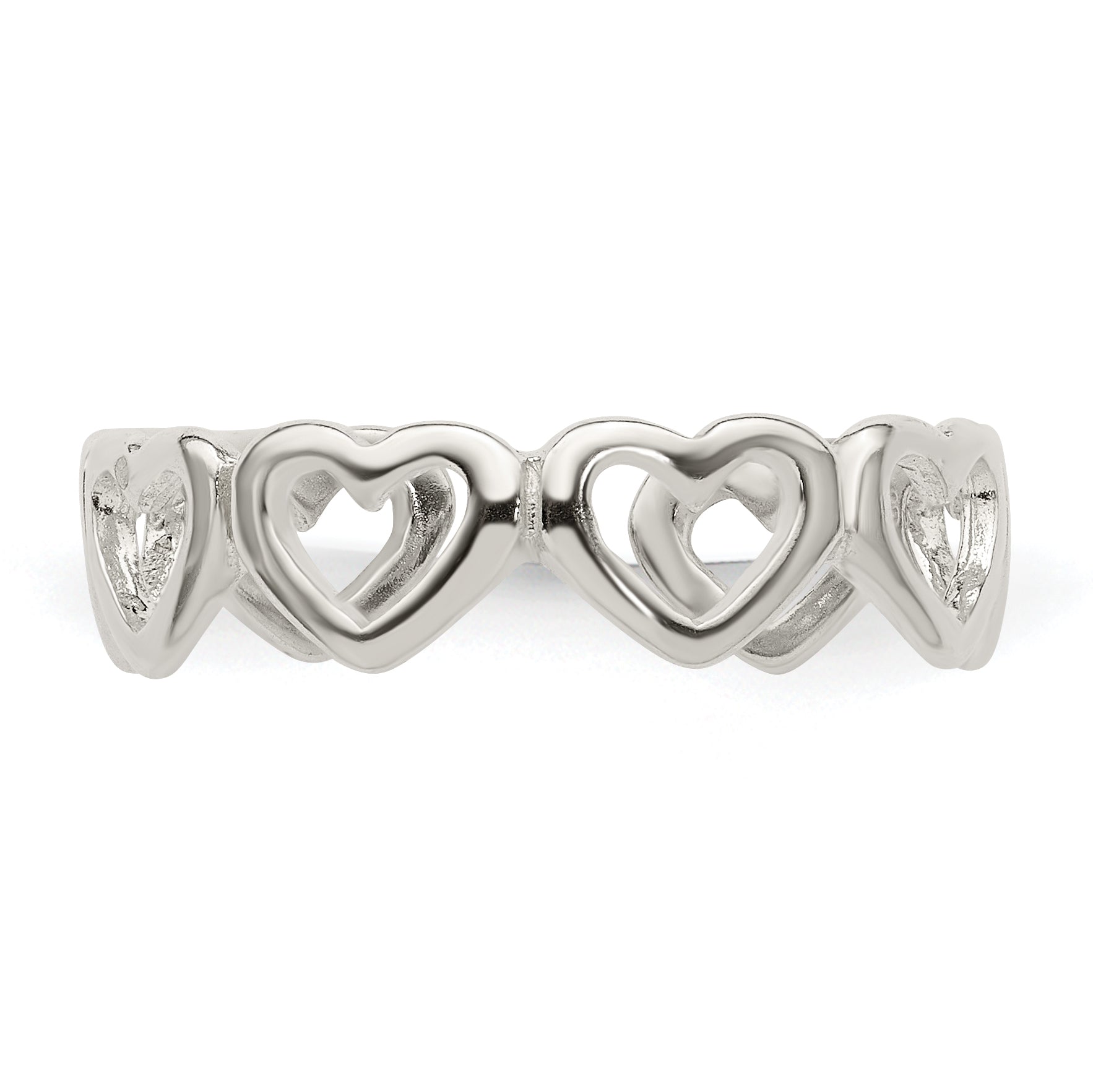 Sterling Silver Cut-out Hearts Toe Ring