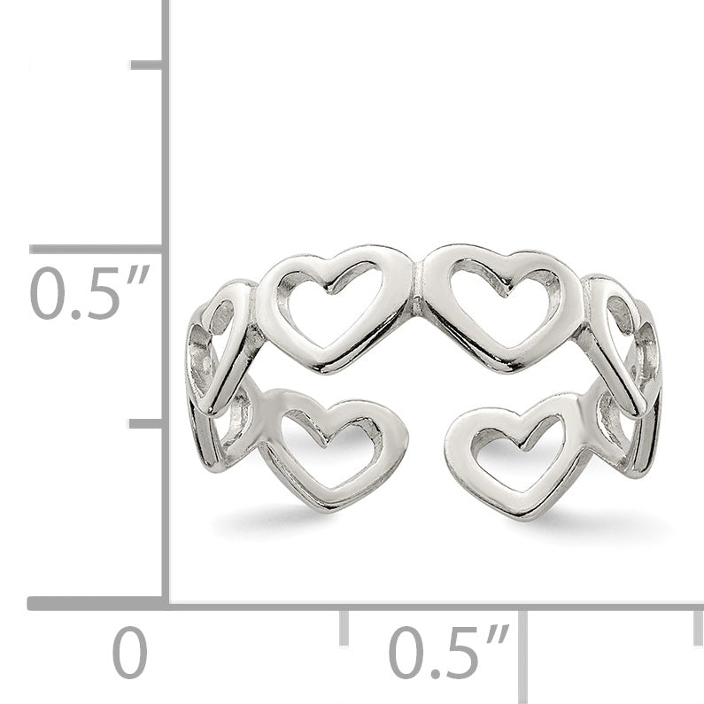 Sterling Silver Cut-out Hearts Toe Ring