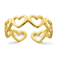 Sterling Silver Gold-tone Cut-out Hearts Toe Ring