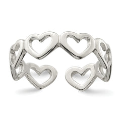 Sterling Silver Cut-out Hearts Toe Ring