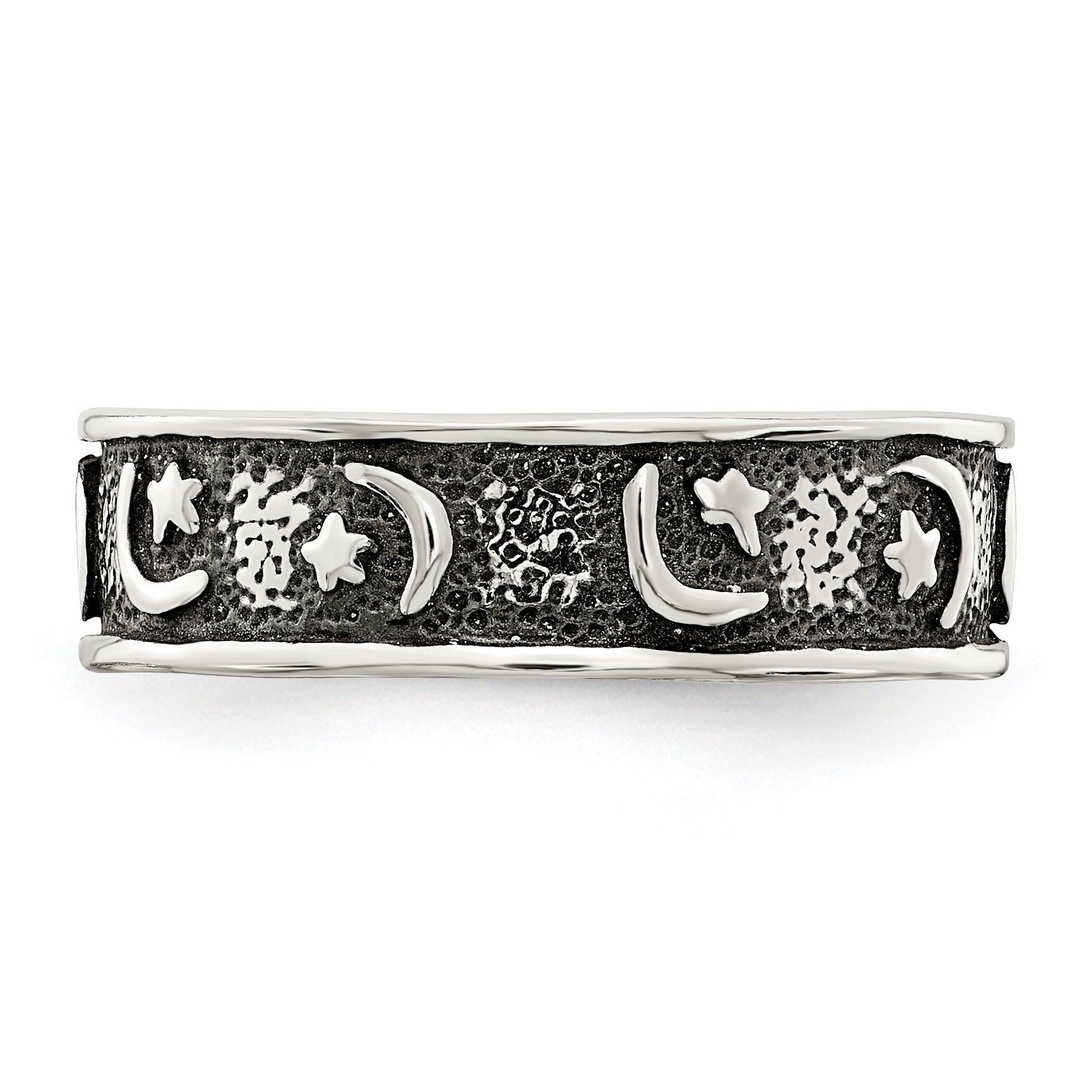 Sterling Silver Antiqued Moon & Star Toe Ring