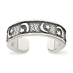 Sterling Silver Antiqued Moon & Star Toe Ring