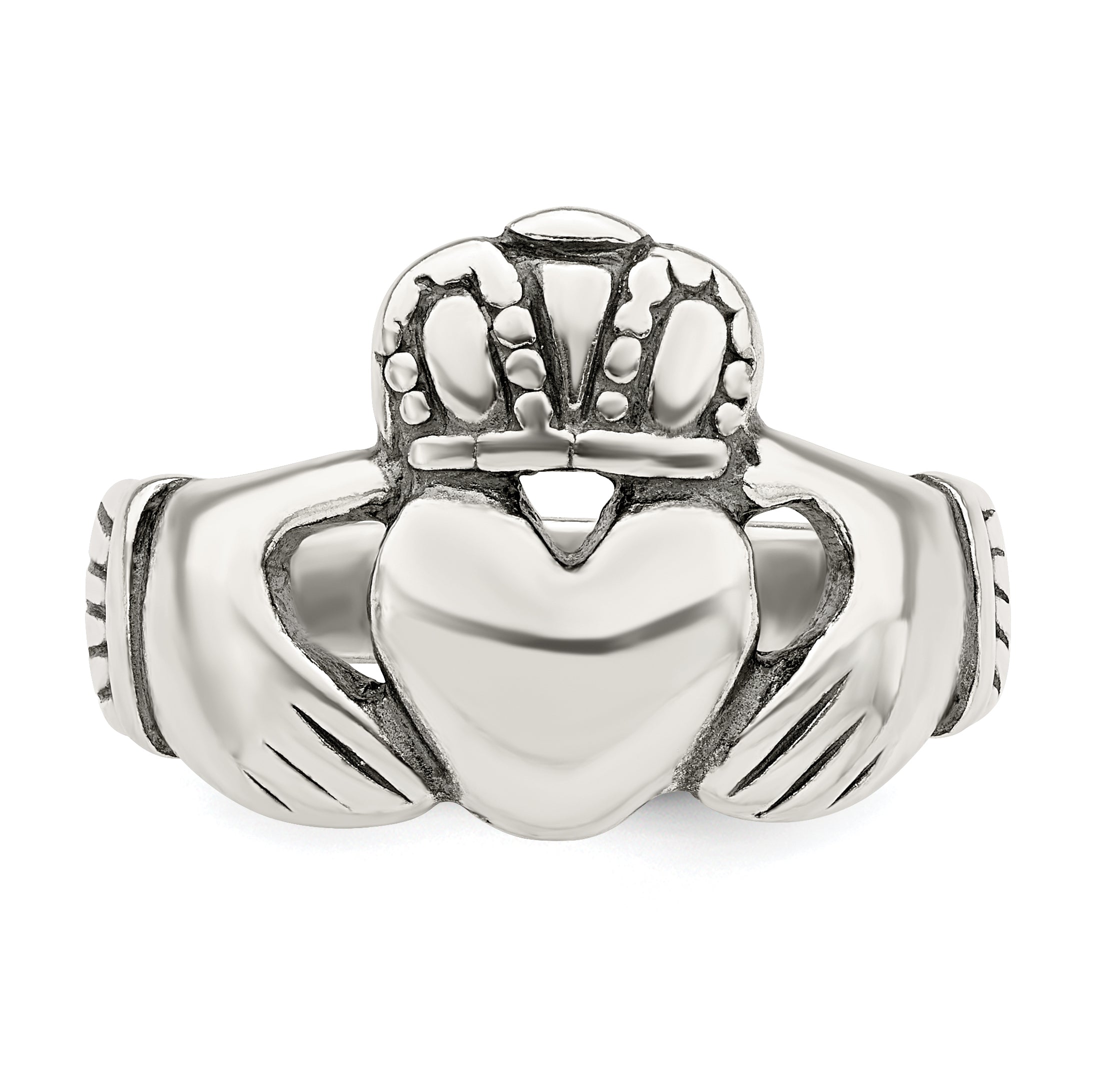 Sterling Silver Antiqued Claddagh Ring