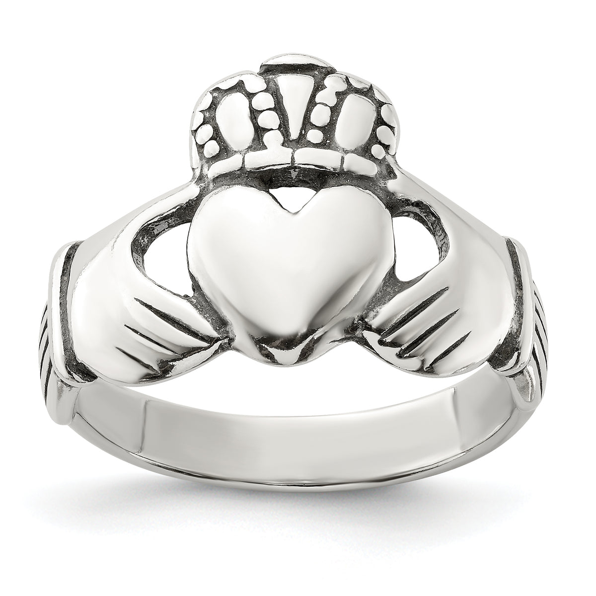 Sterling Silver Antiqued Claddagh Ring