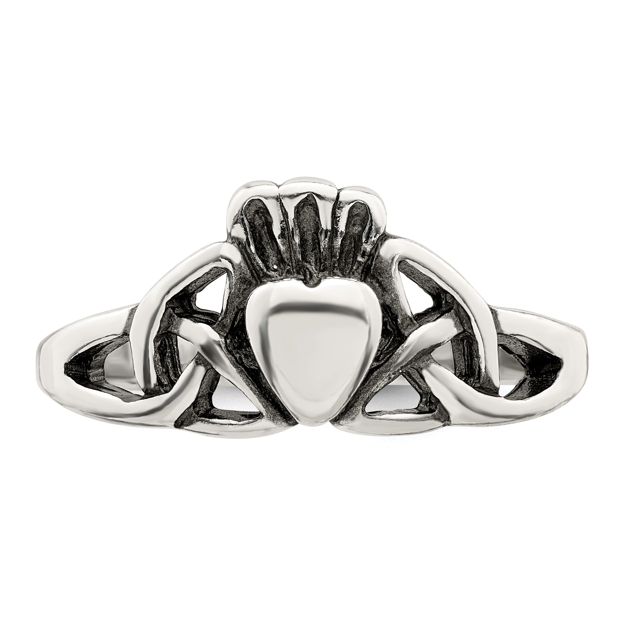 Sterling Silver Antiqued Claddagh Ring