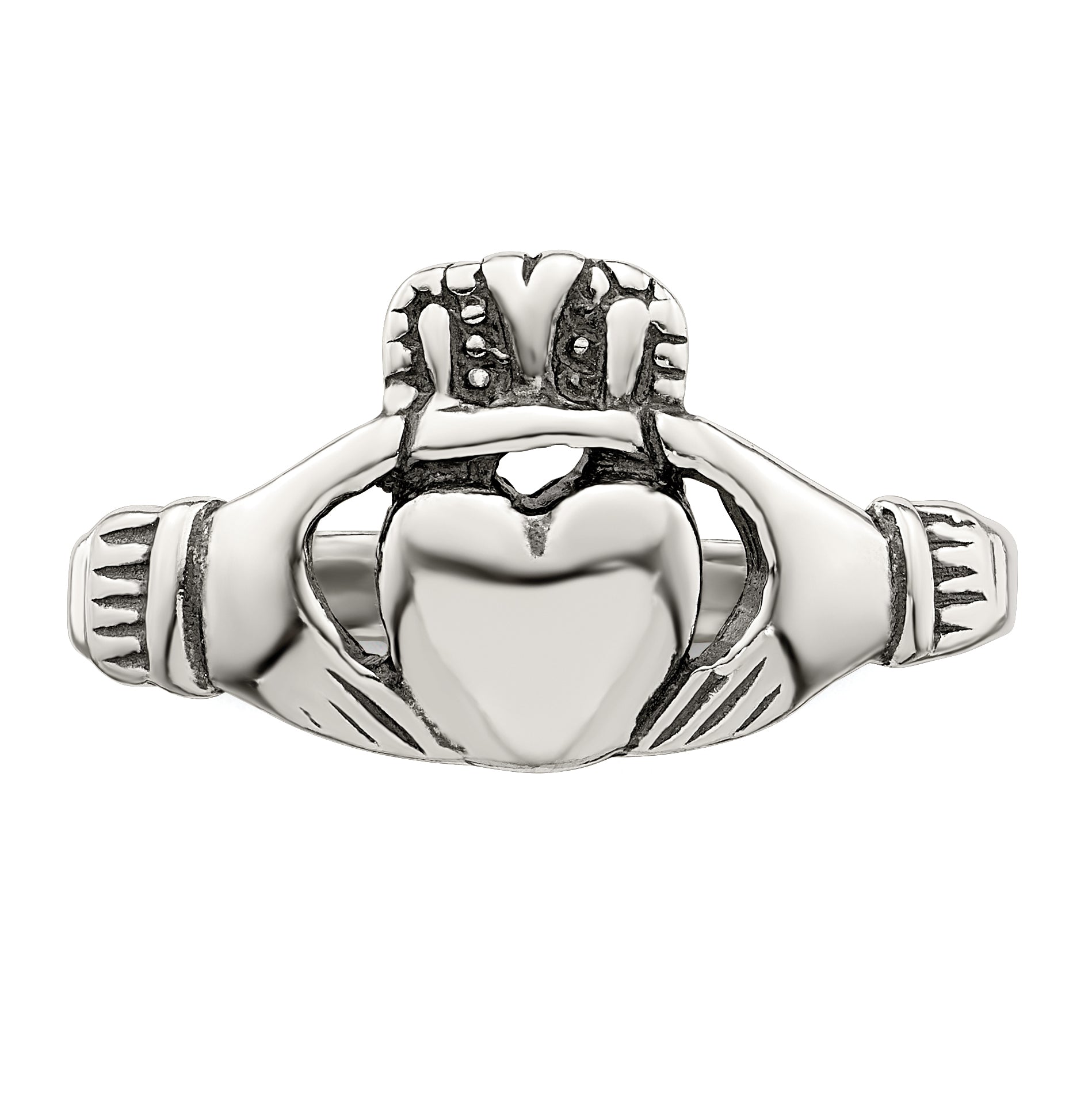 Sterling Silver Antiqued Claddagh Ring