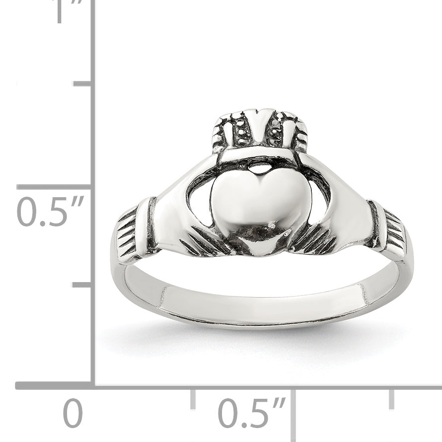 Sterling Silver Antiqued Claddagh Ring