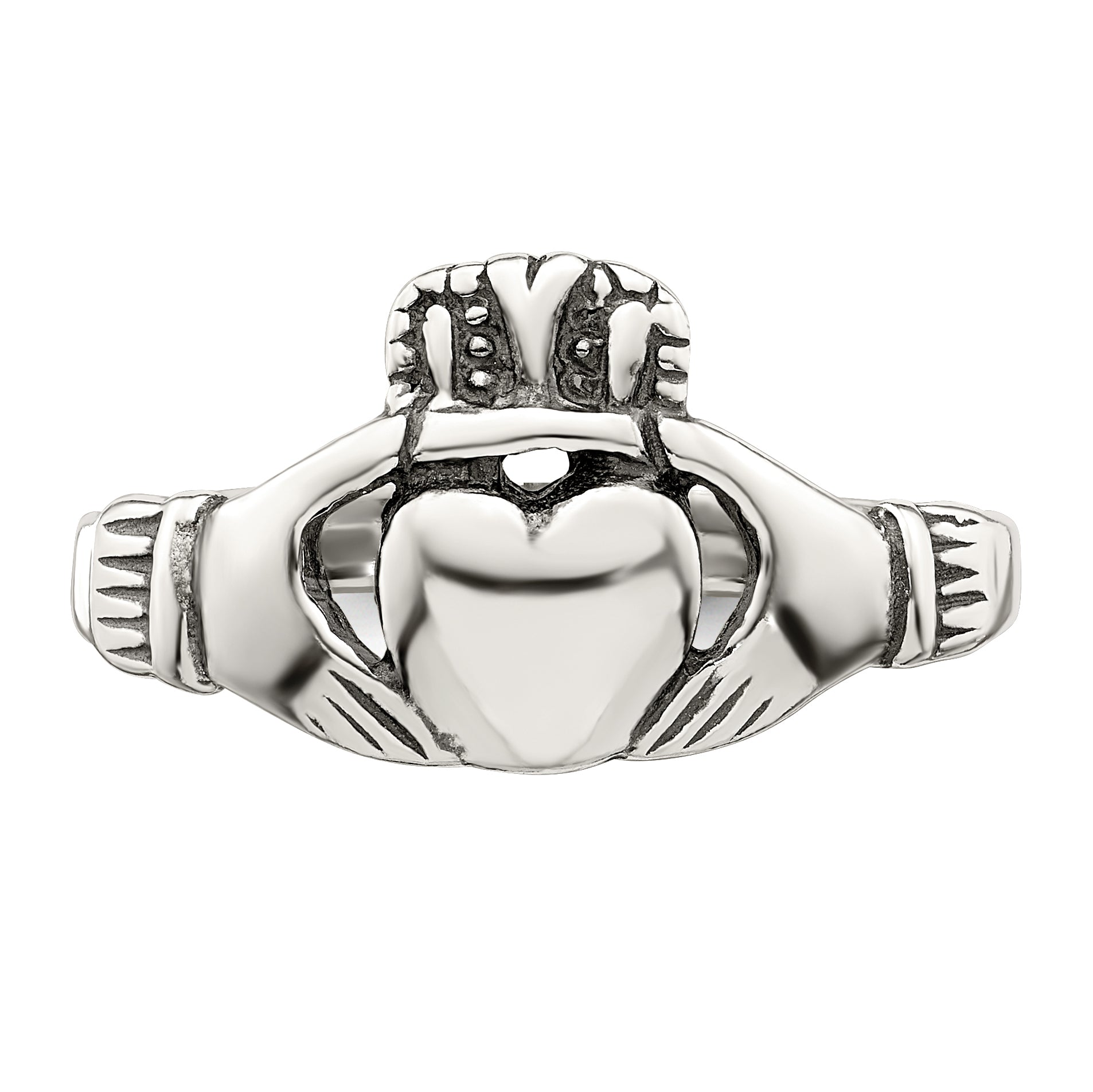 Sterling Silver Antiqued Claddagh Ring