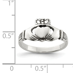 Sterling Silver Antiqued Claddagh Ring