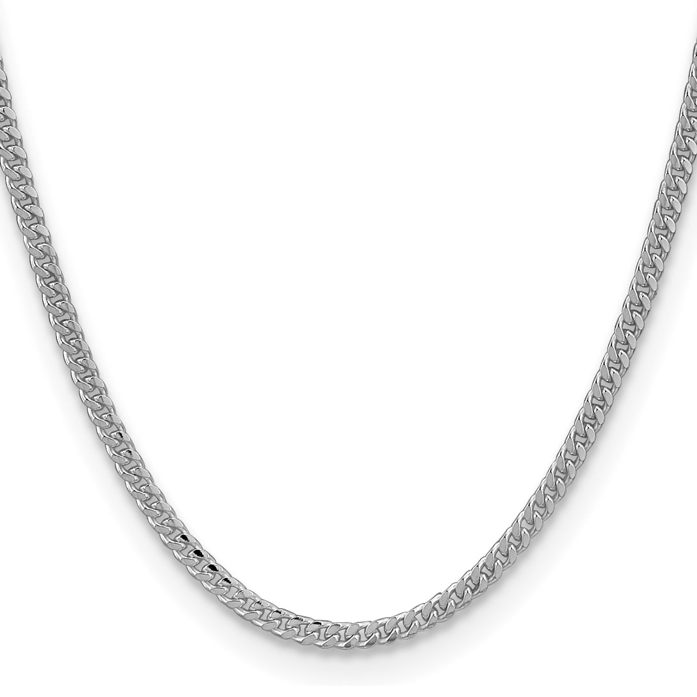 Sterling Silver Rhodium-plated 3.25mm Domed Curb Chain