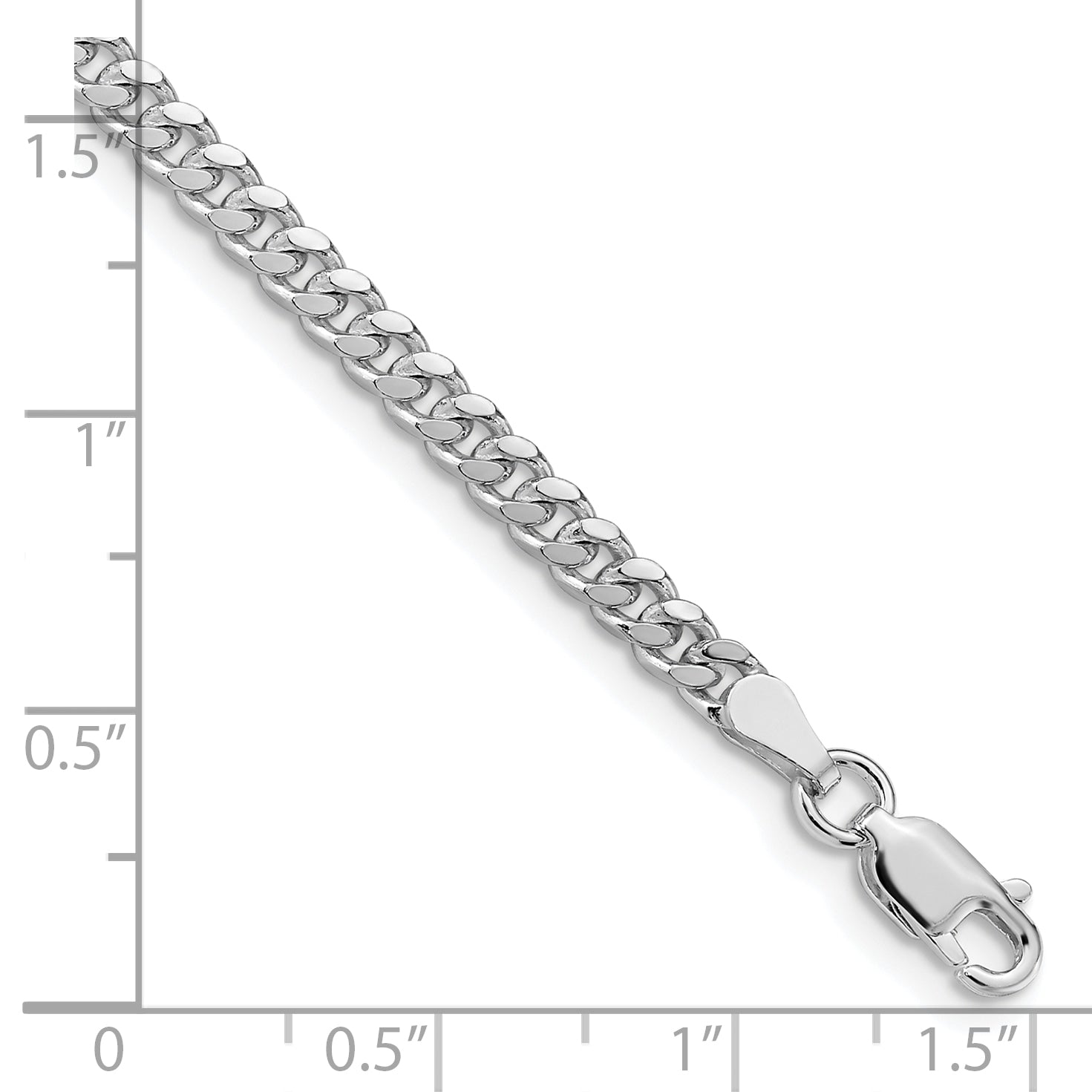 Sterling Silver Rhodium-plated 3.25mm Domed Curb Chain