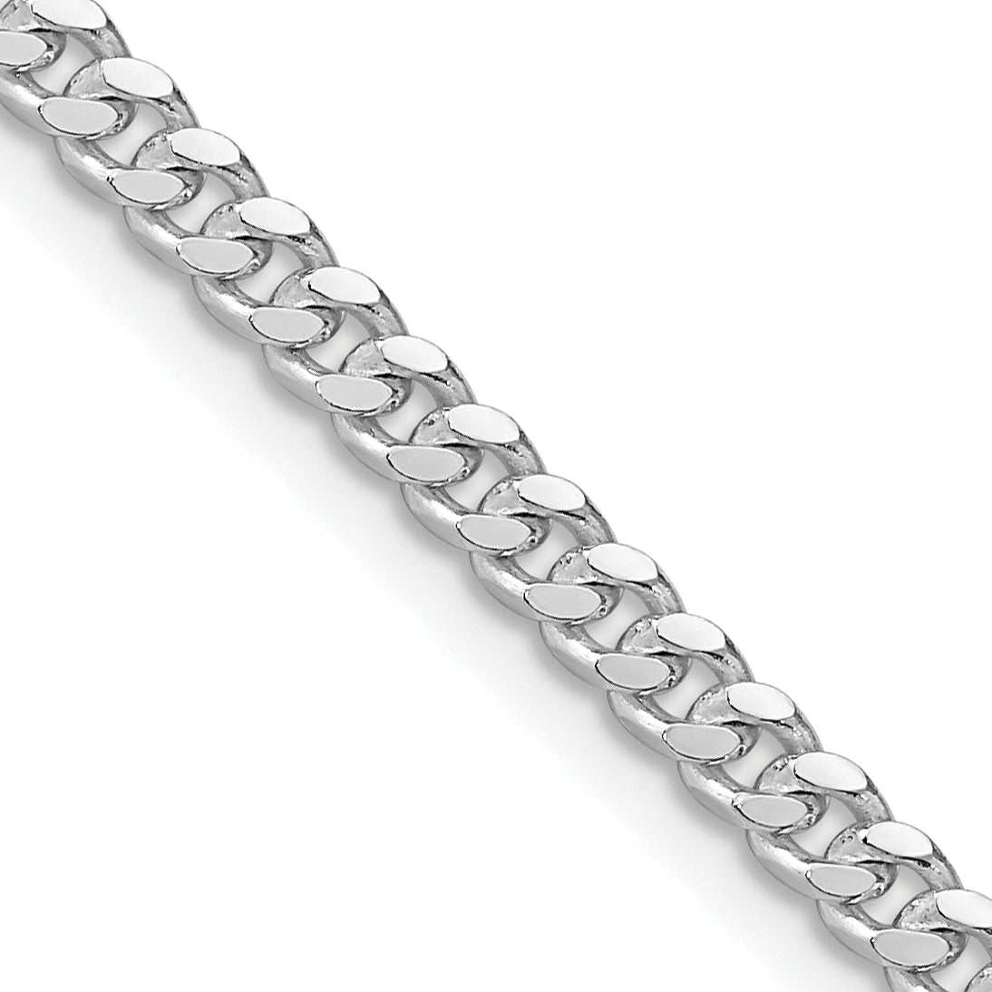 Sterling Silver Rhodium-plated 3.25mm Domed Curb Chain