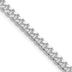 Sterling Silver Rhodium-plated 4mm Domed w/ Side D/C Curb Chain