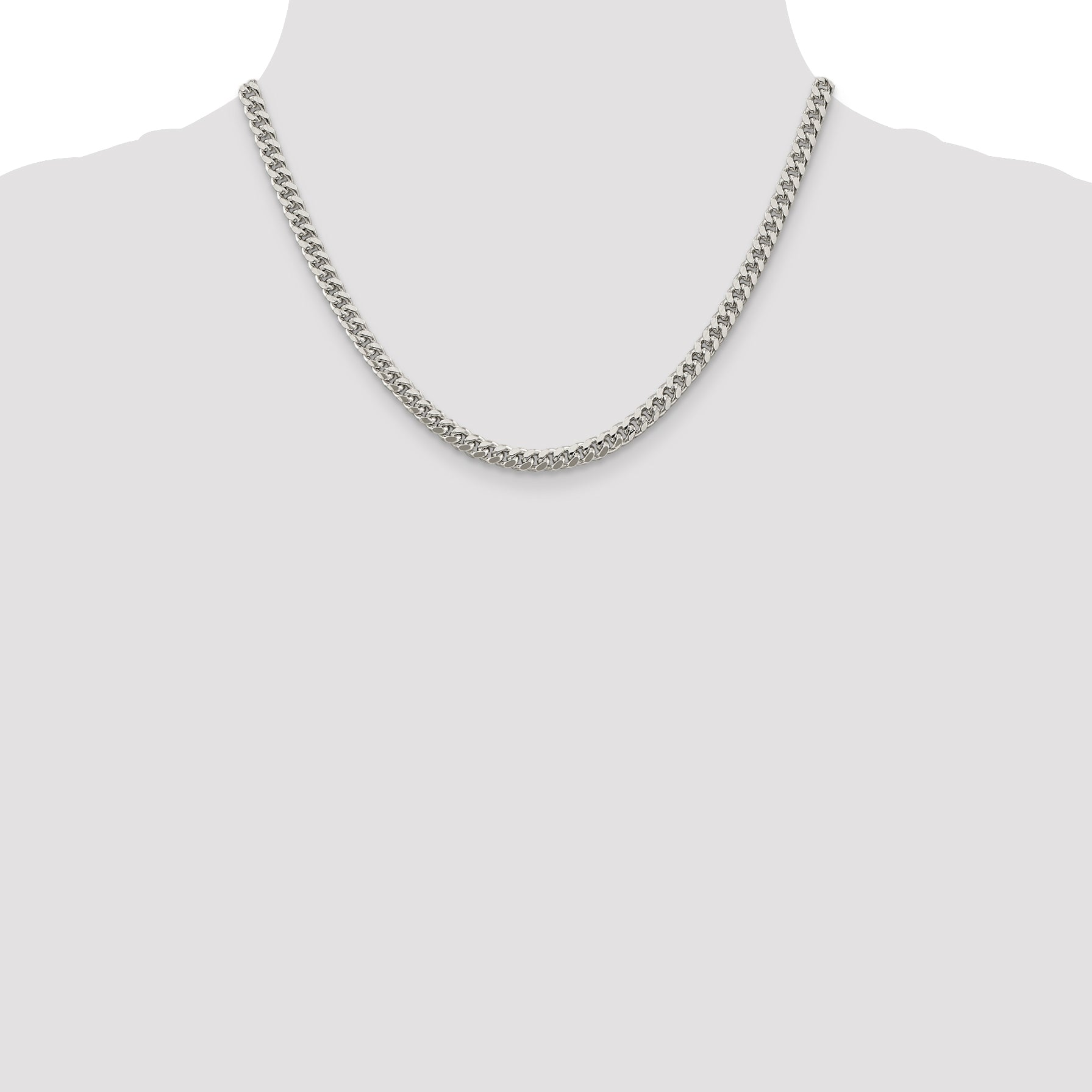 Sterling Silver 5mm Domed w/ Side D/C Curb Chain