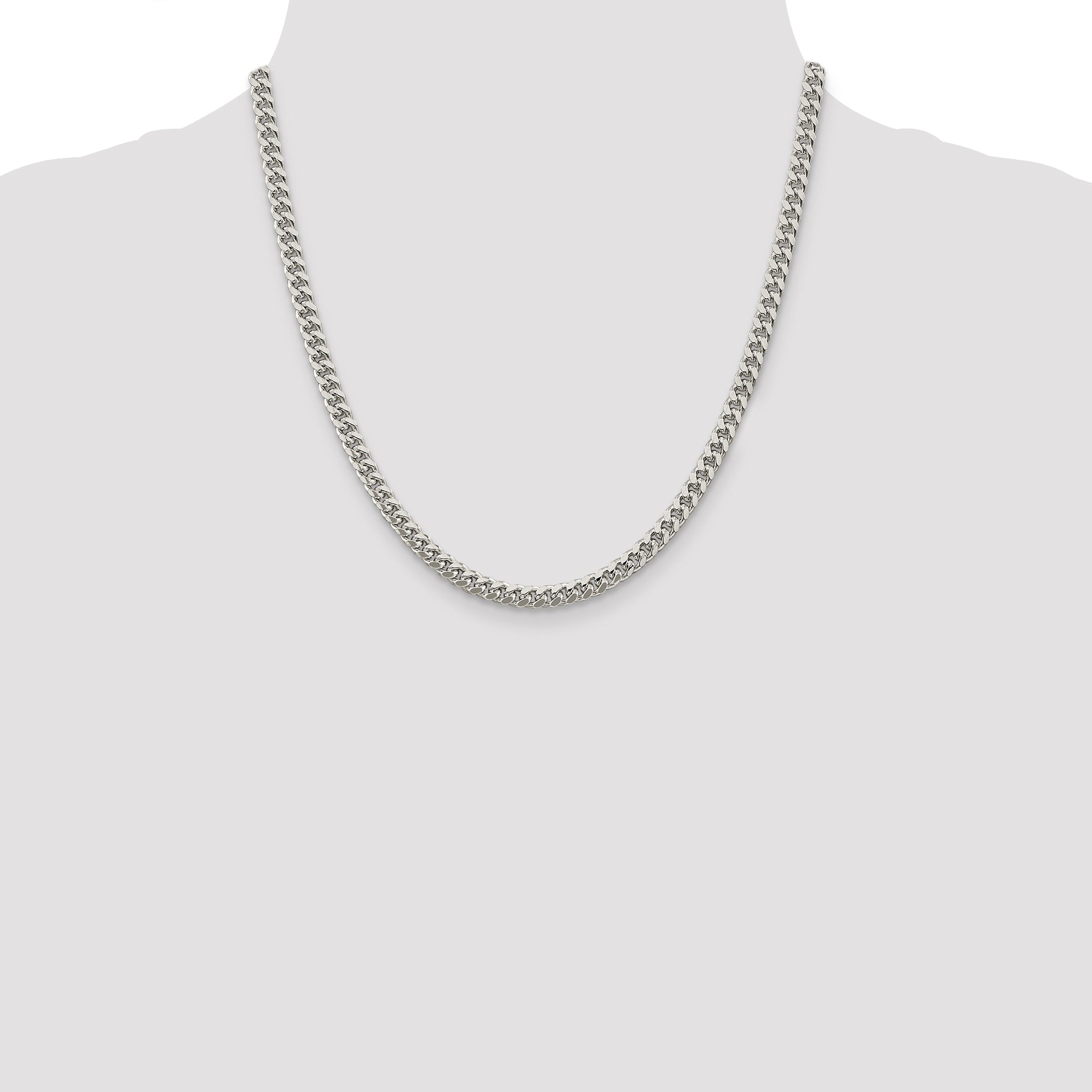 Sterling Silver 5mm Domed w/ Side D/C Curb Chain