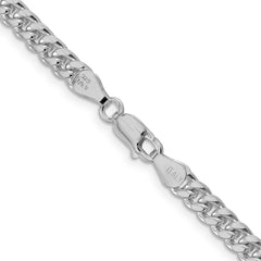 Sterling Silver Rhodium-plated 5mm Domed w/ Side D/C Curb Chain