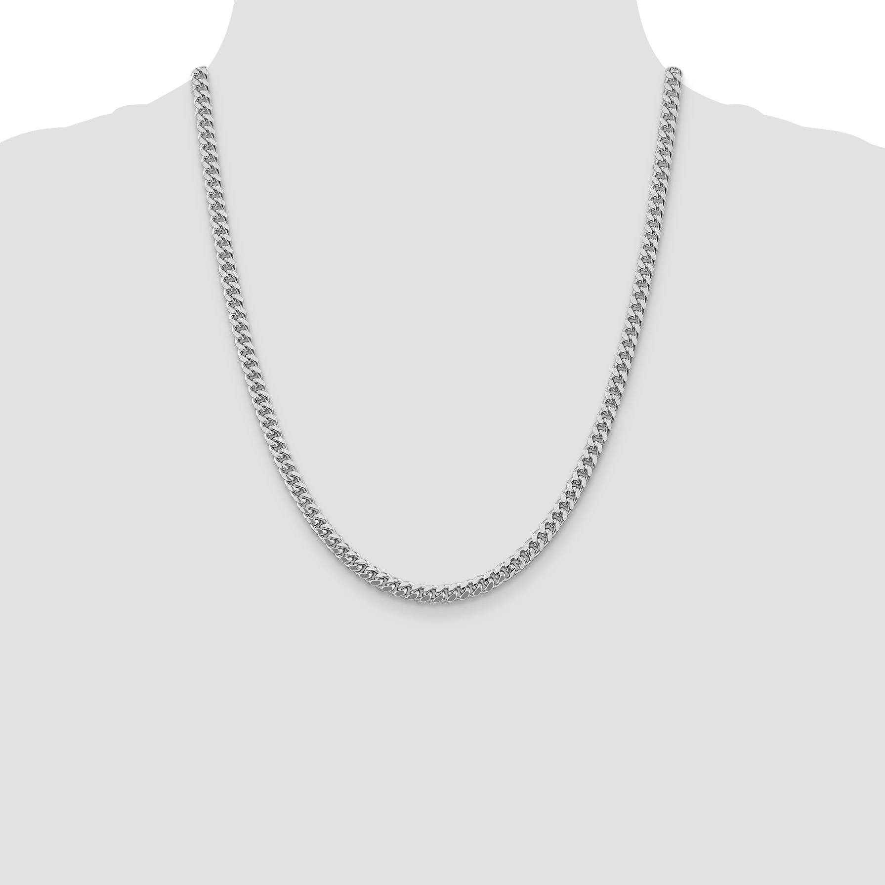 Sterling Silver Rhodium-plated 5mm Domed w/ Side D/C Curb Chain