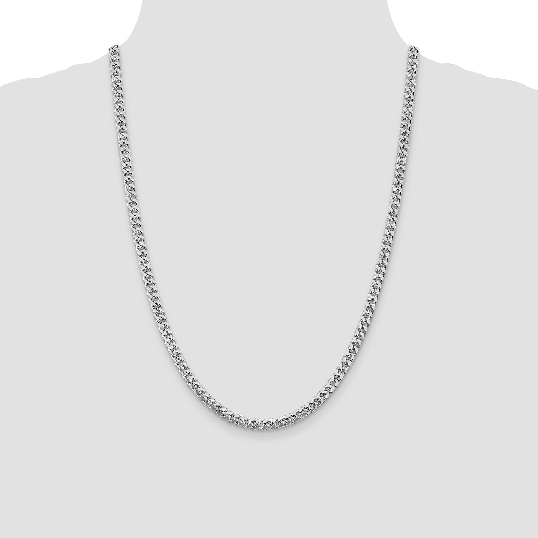 Sterling Silver Rhodium-plated 5mm Domed w/ Side D/C Curb Chain