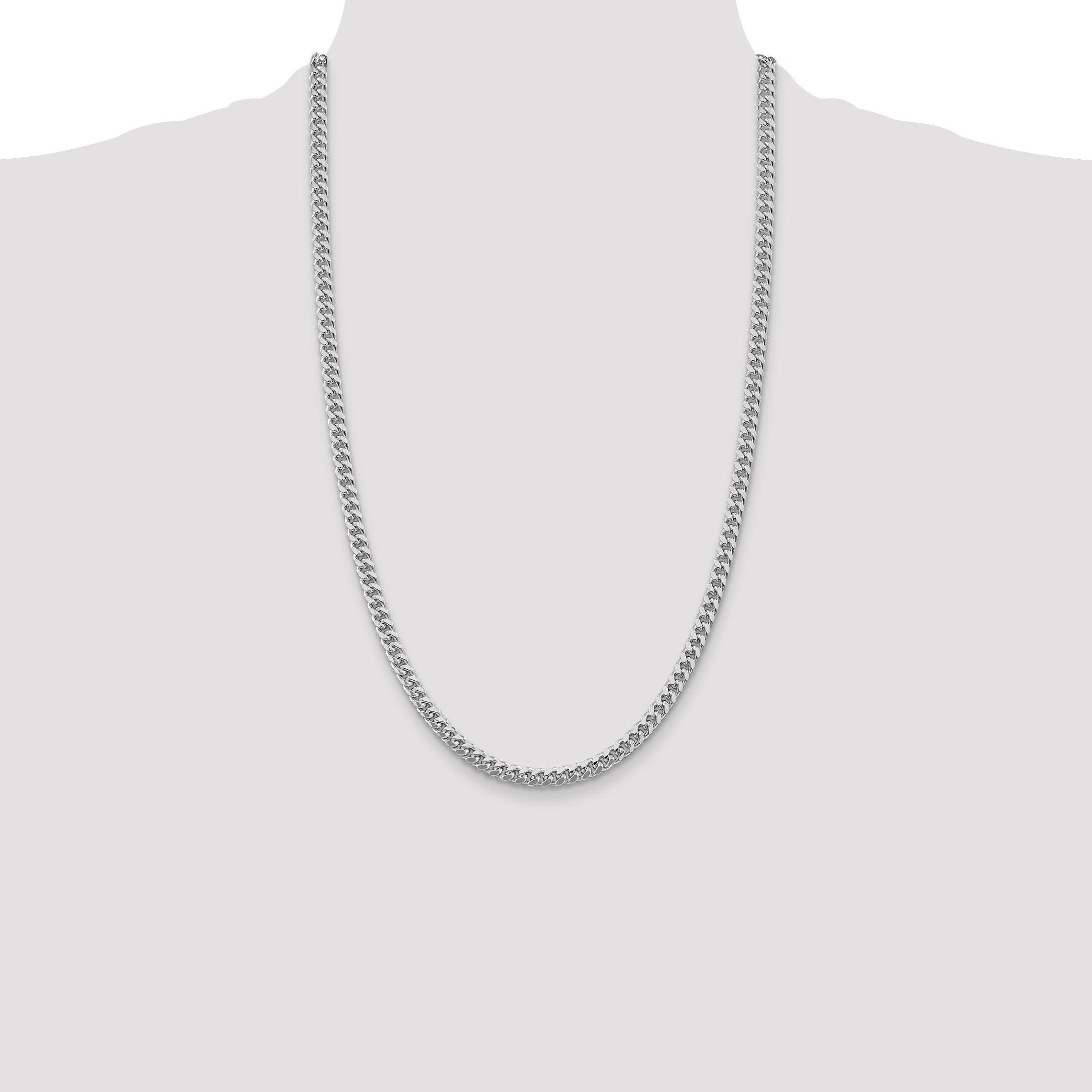 Sterling Silver Rhodium-plated 5mm Domed w/ Side D/C Curb Chain