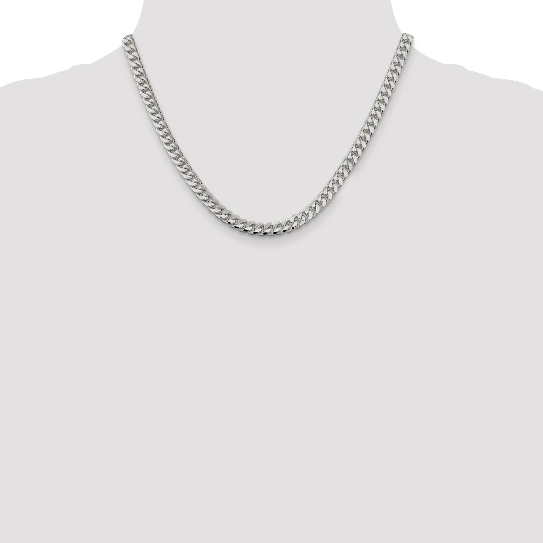 Sterling Silver 6mm Domed w/ Side D/C Curb Chain