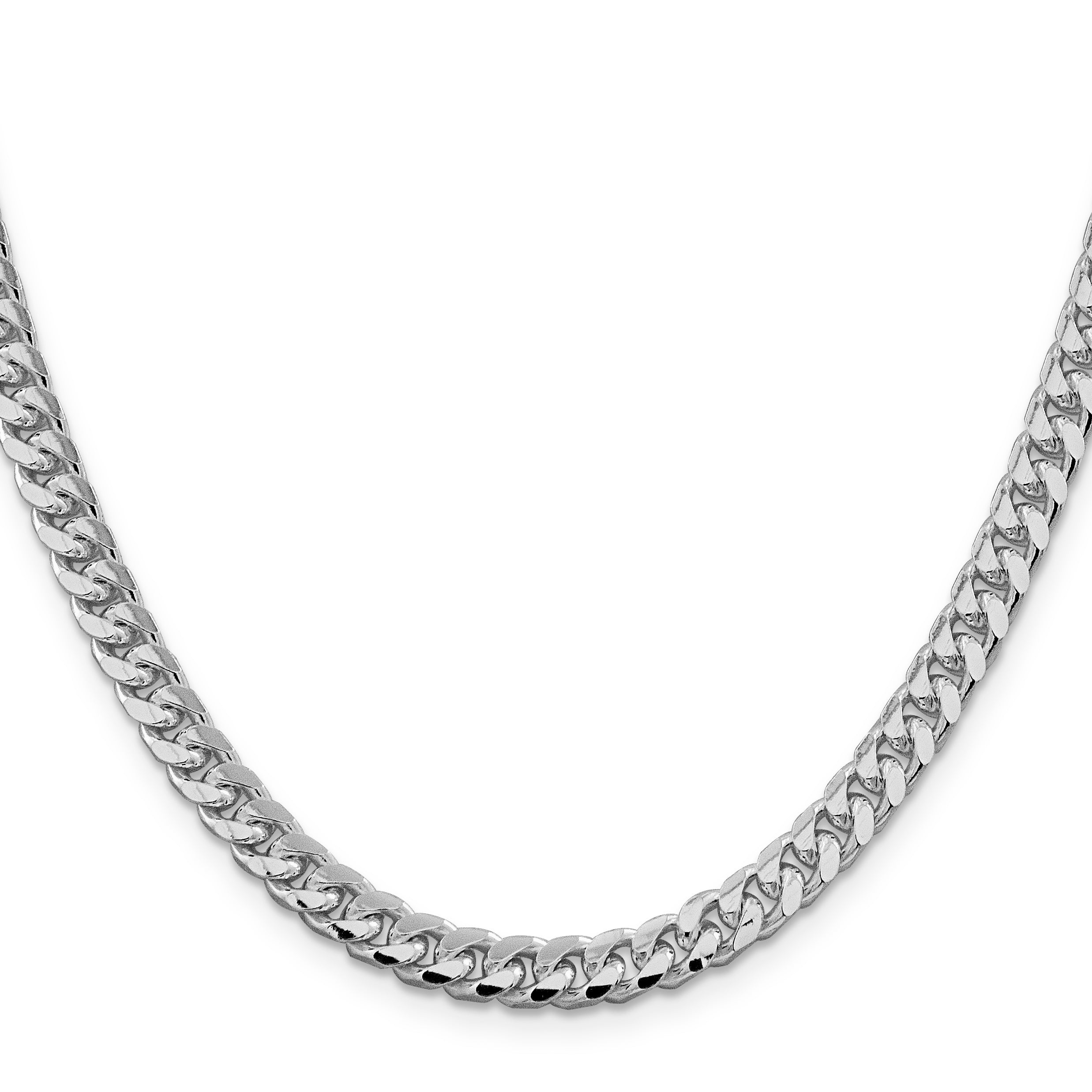 Sterling Silver Rhodium-plated 6mm Domed w/ Side D/C Curb Chain