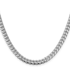 Sterling Silver Rhodium-plated 6mm Domed w/ Side D/C Curb Chain