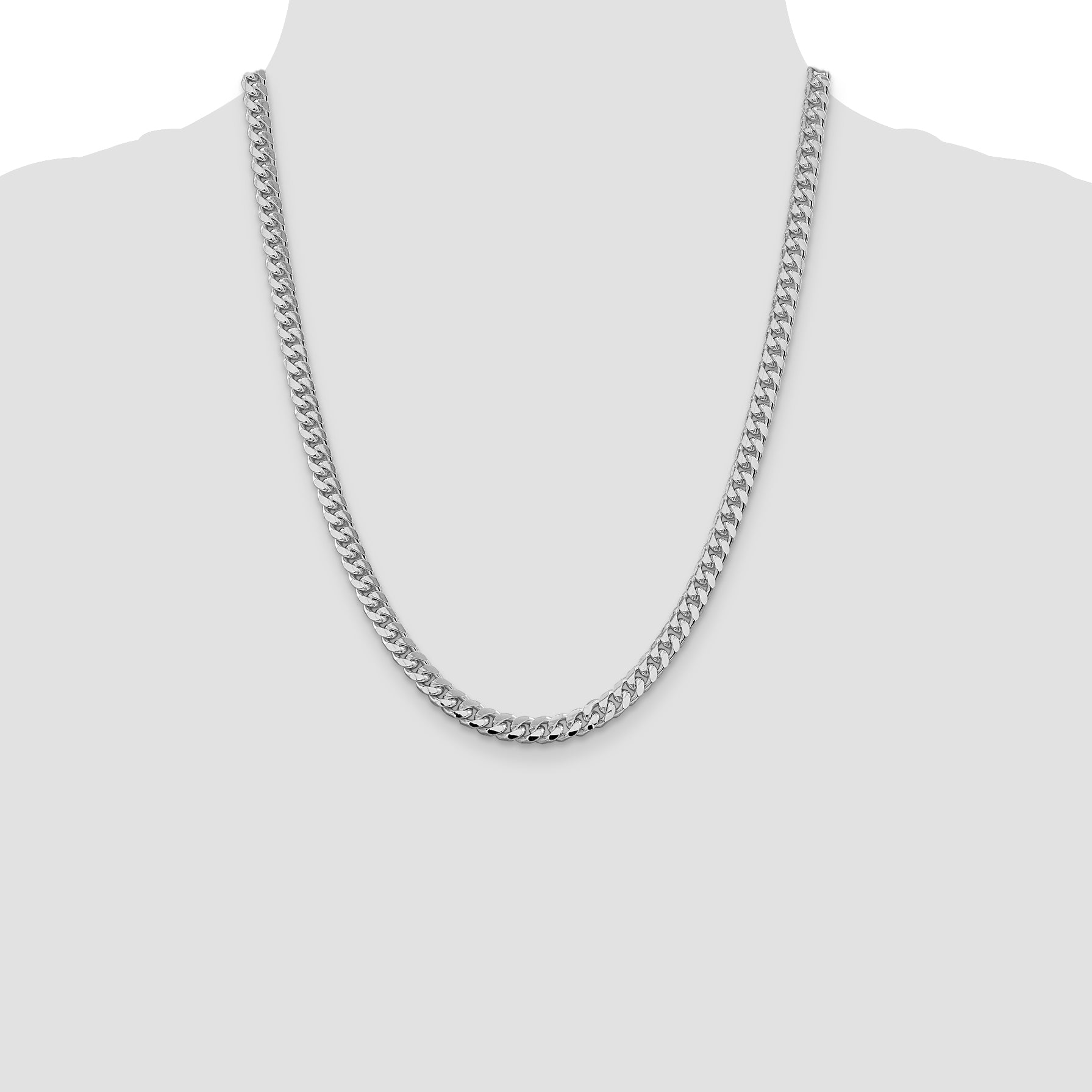 Sterling Silver Rhodium-plated 6mm Domed w/ Side D/C Curb Chain