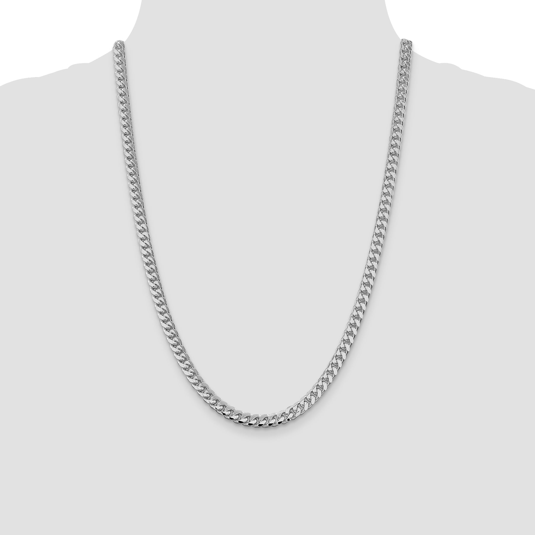 Sterling Silver Rhodium-plated 6mm Domed w/ Side D/C Curb Chain