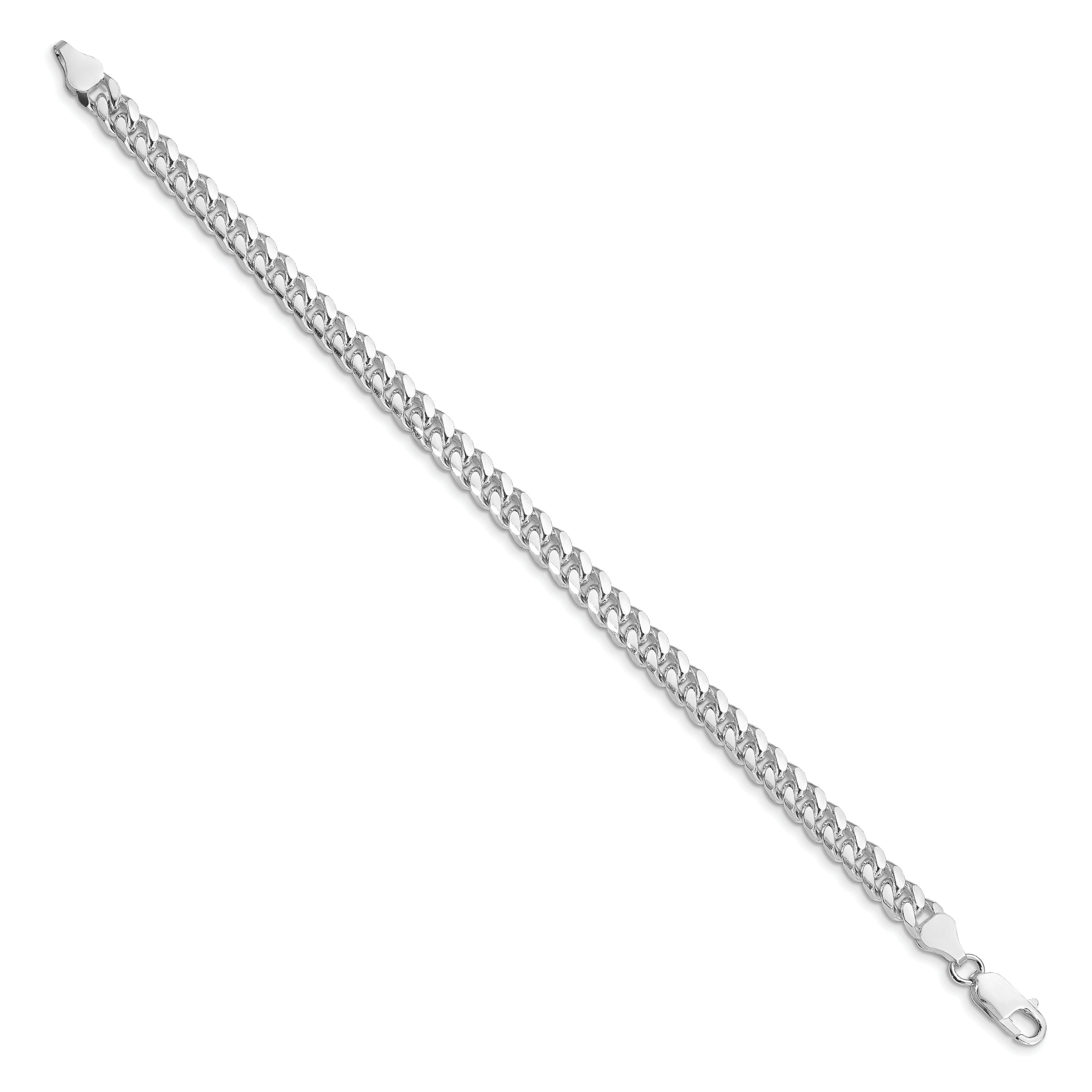 Sterling Silver Rhodium-plated 6mm Domed w/ Side D/C Curb Chain