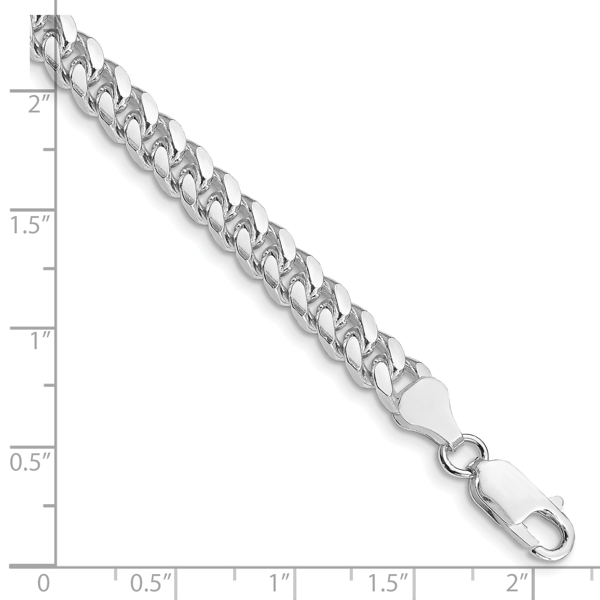 Sterling Silver Rhodium-plated 6mm Domed w/ Side D/C Curb Chain