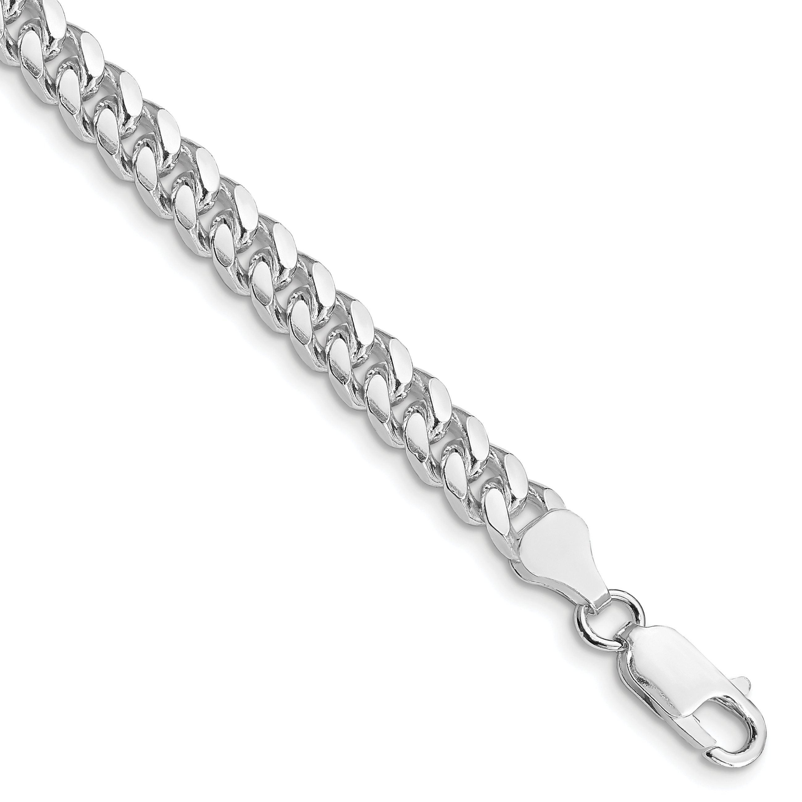 Sterling Silver Rhodium-plated 6mm Domed w/ Side D/C Curb Chain