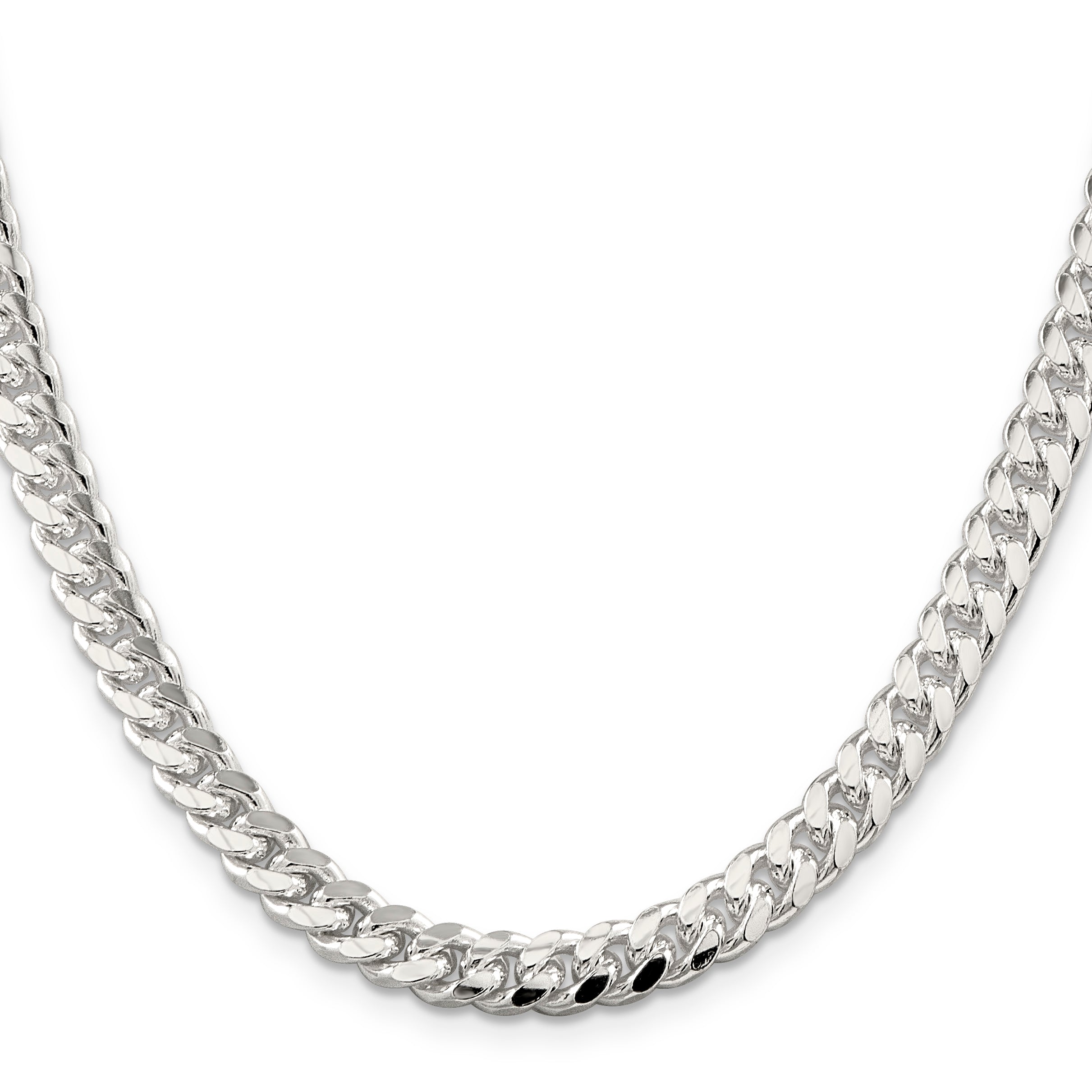 Sterling Silver 7mm Domed w/ Side D/C Curb Chain