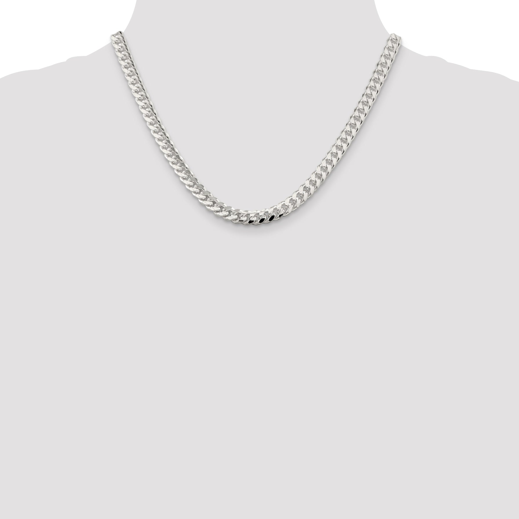 Sterling Silver 7mm Domed w/ Side D/C Curb Chain