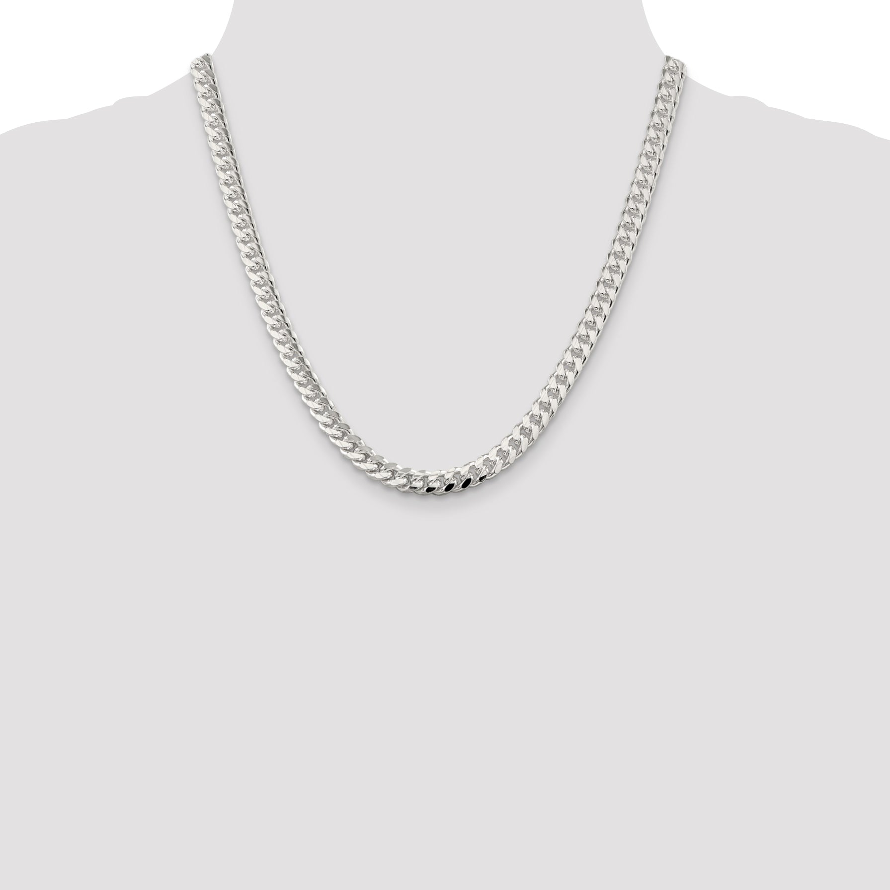 Sterling Silver 7mm Domed w/ Side D/C Curb Chain