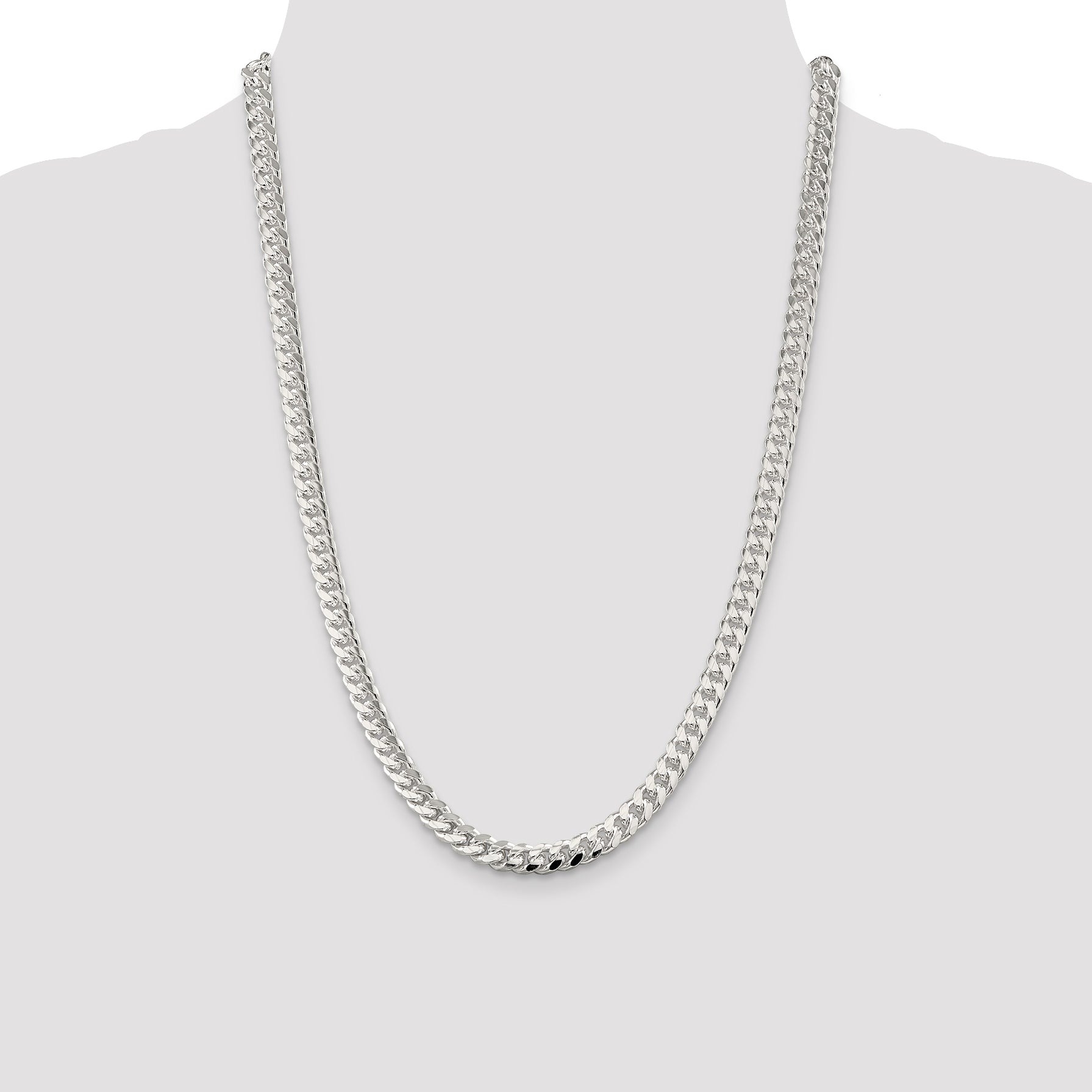 Sterling Silver 7mm Domed w/ Side D/C Curb Chain