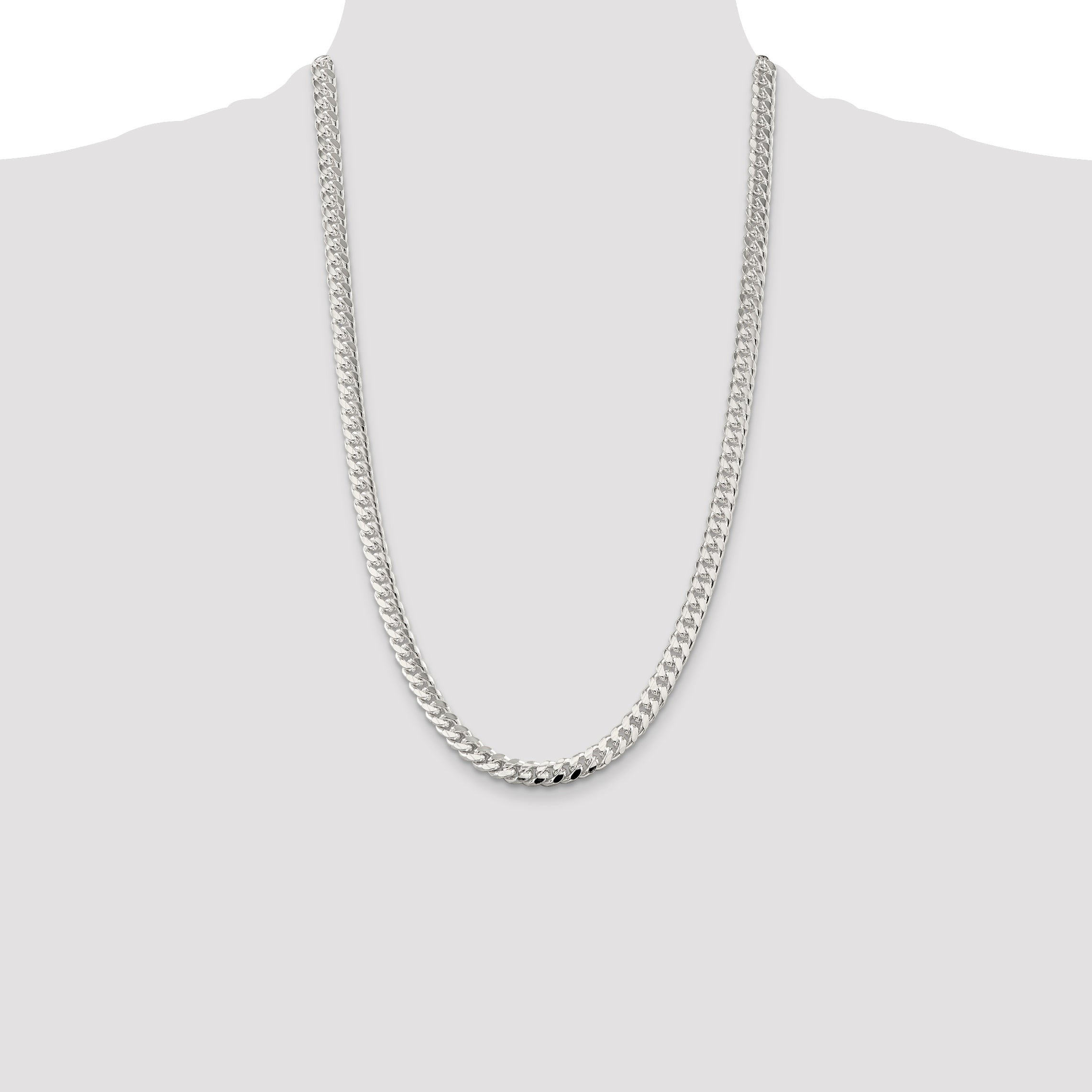 Sterling Silver 7mm Domed w/ Side D/C Curb Chain