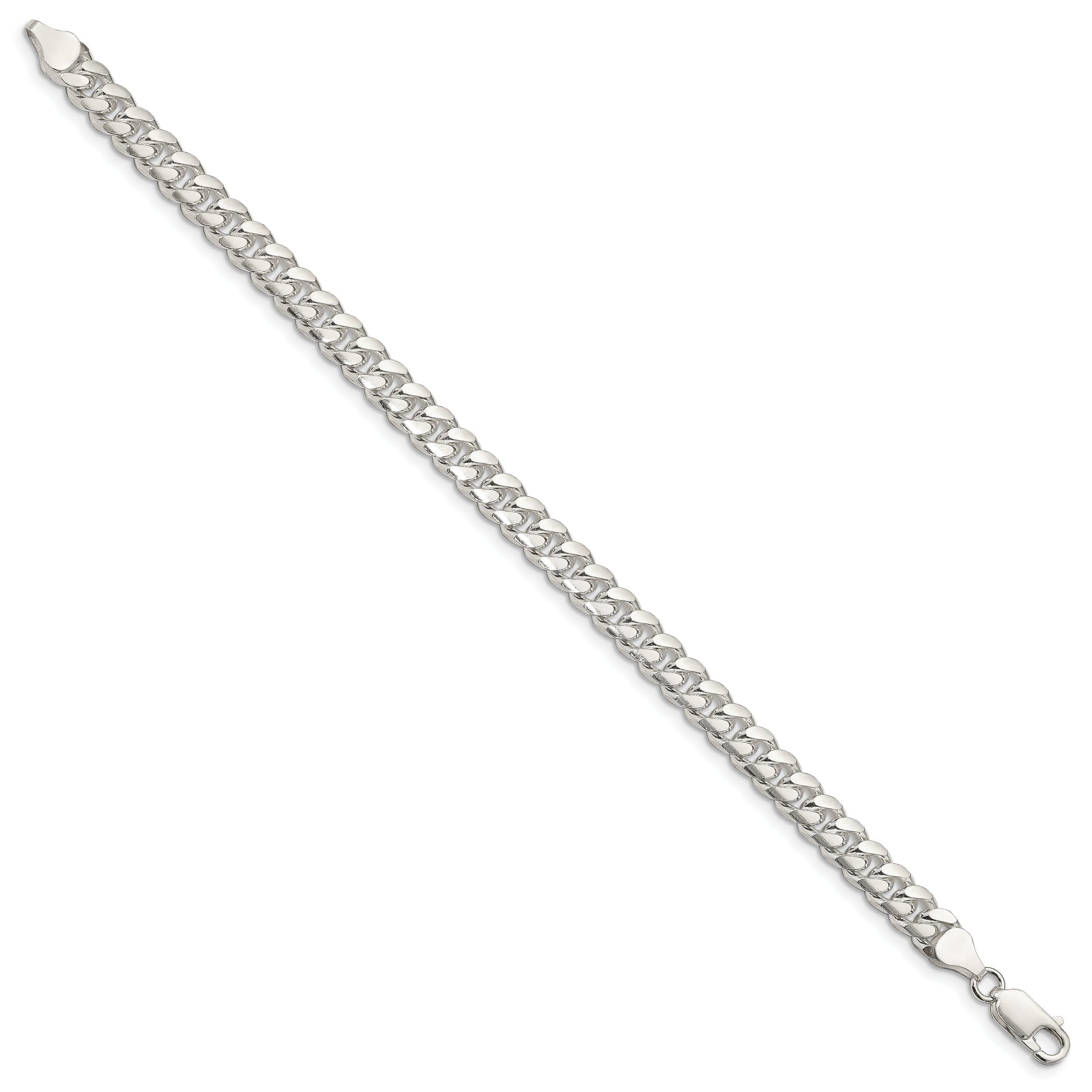 Sterling Silver 7mm Domed w/ Side D/C Curb Chain