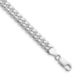 Sterling Silver Rhodium-plated 7mm Domed w/ Side D/C Curb Chain