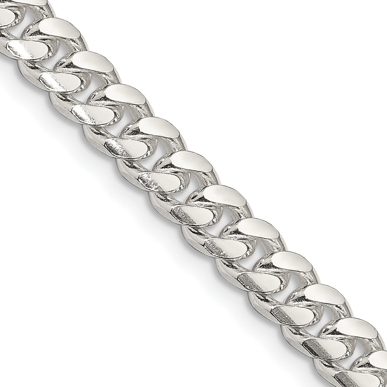 Sterling Silver 7mm Domed w/ Side D/C Curb Chain