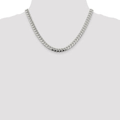 Sterling Silver 7.35mm Domed w/ Side D/C Curb Chain