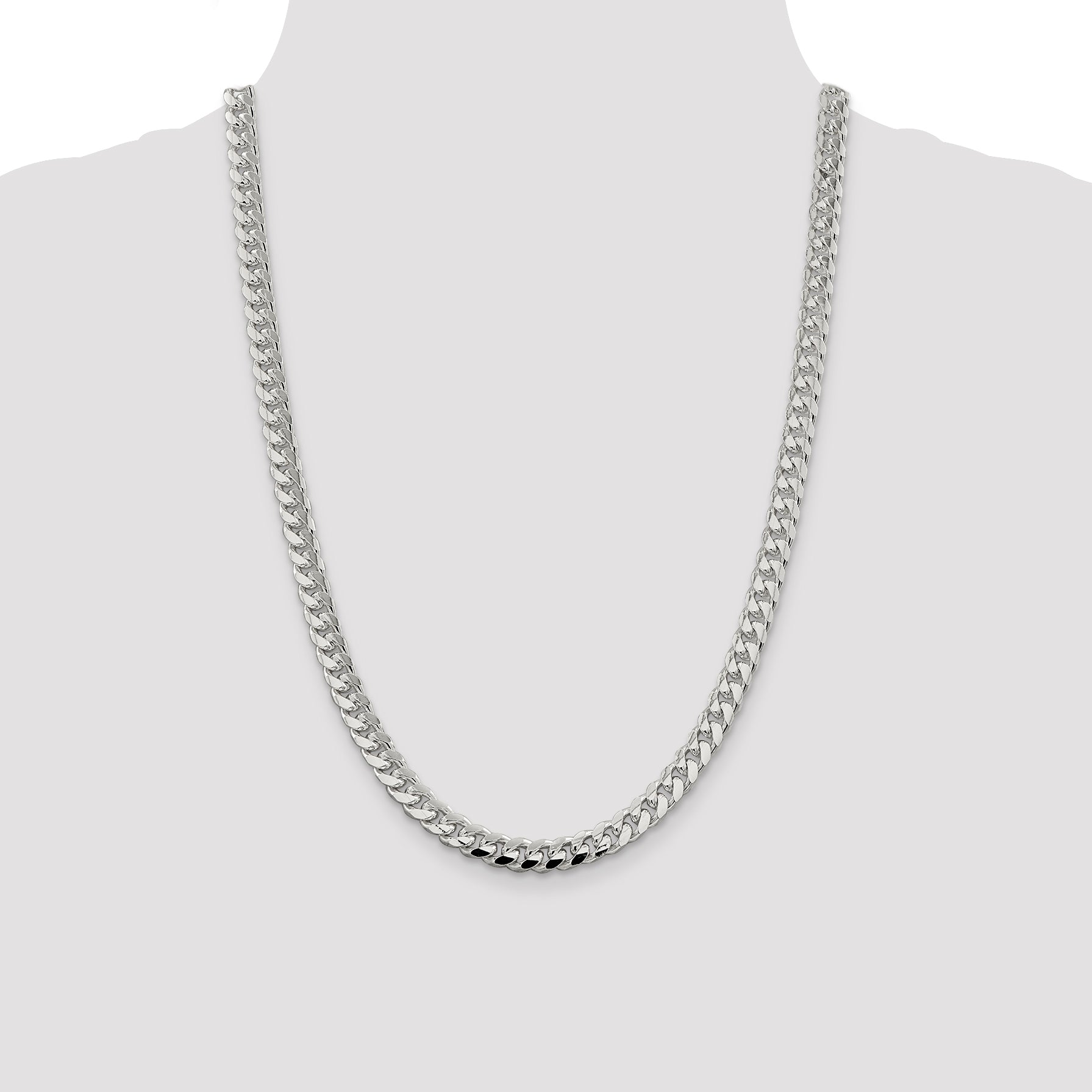 Sterling Silver 7.35mm Domed w/ Side D/C Curb Chain