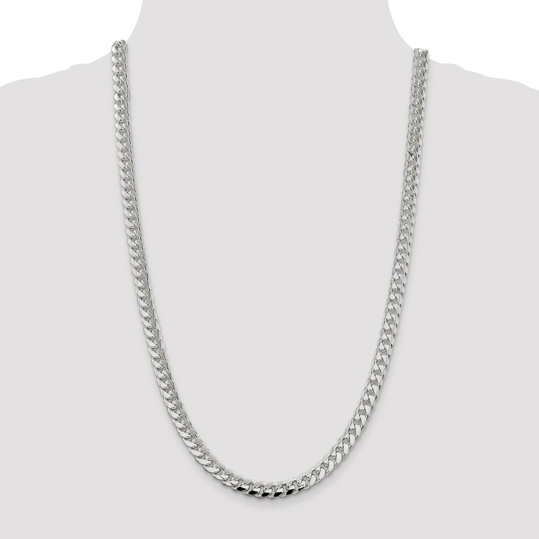 Sterling Silver 7.35mm Domed w/ Side D/C Curb Chain