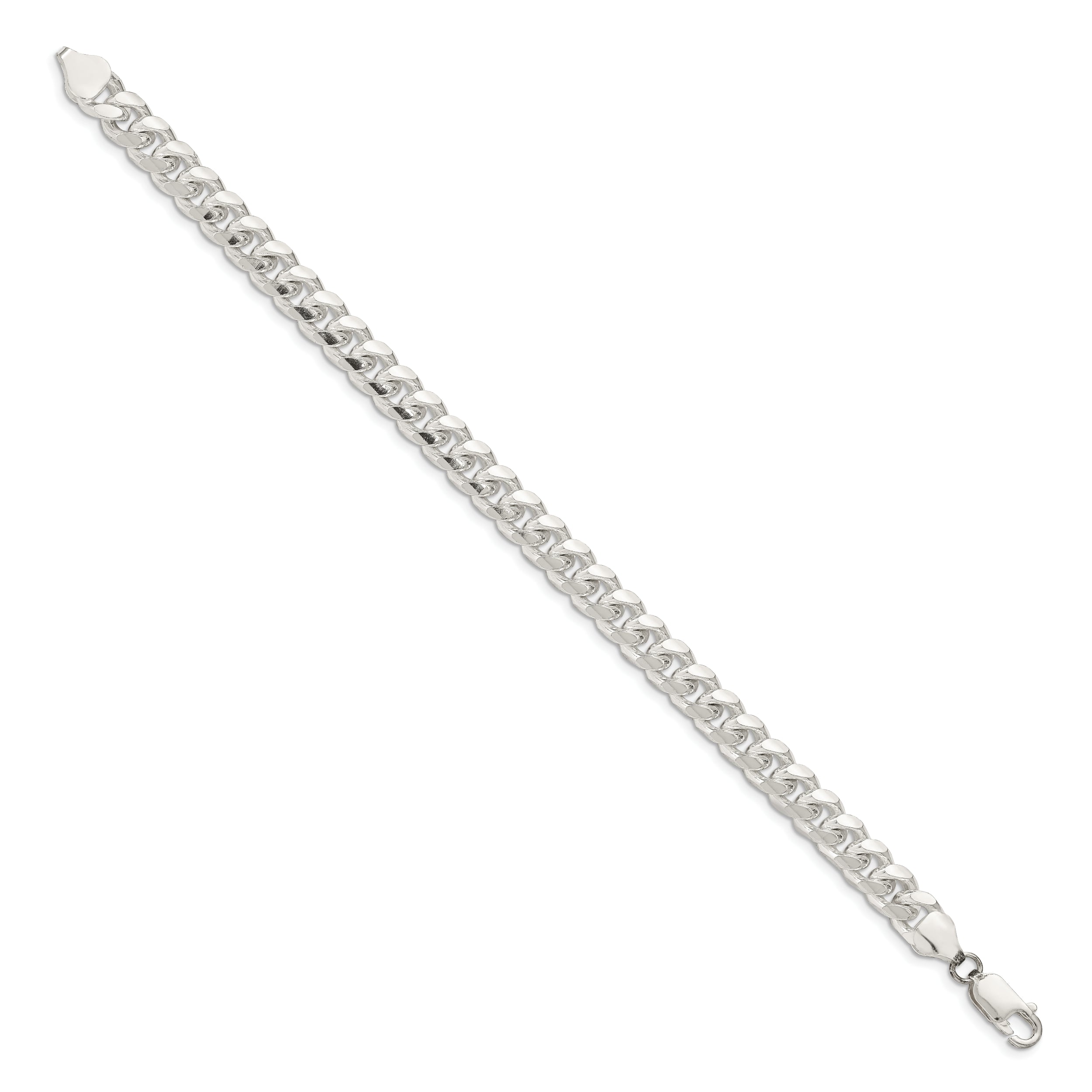 Sterling Silver 7.35mm Domed w/ Side D/C Curb Chain