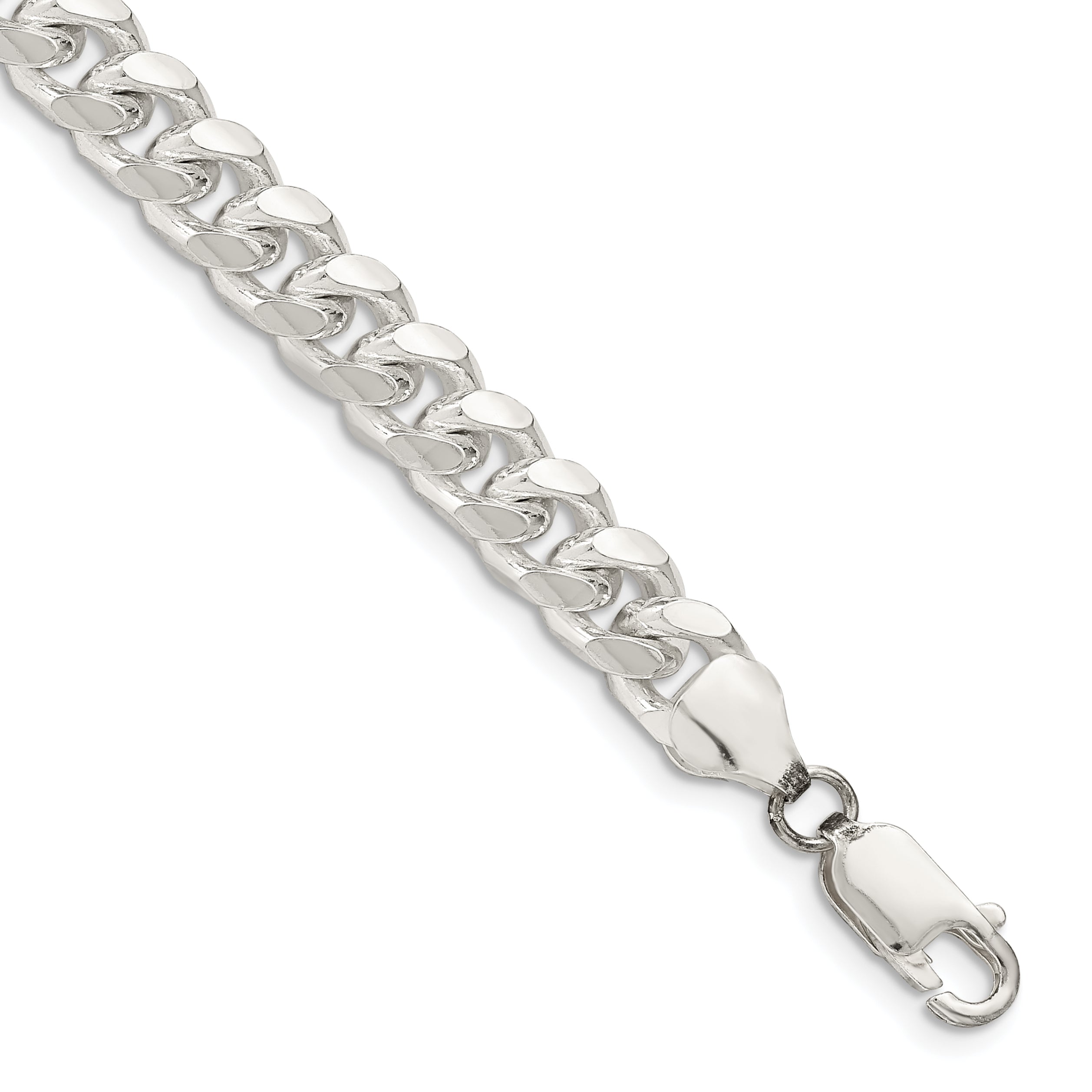 Sterling Silver 7.35mm Domed w/ Side D/C Curb Chain