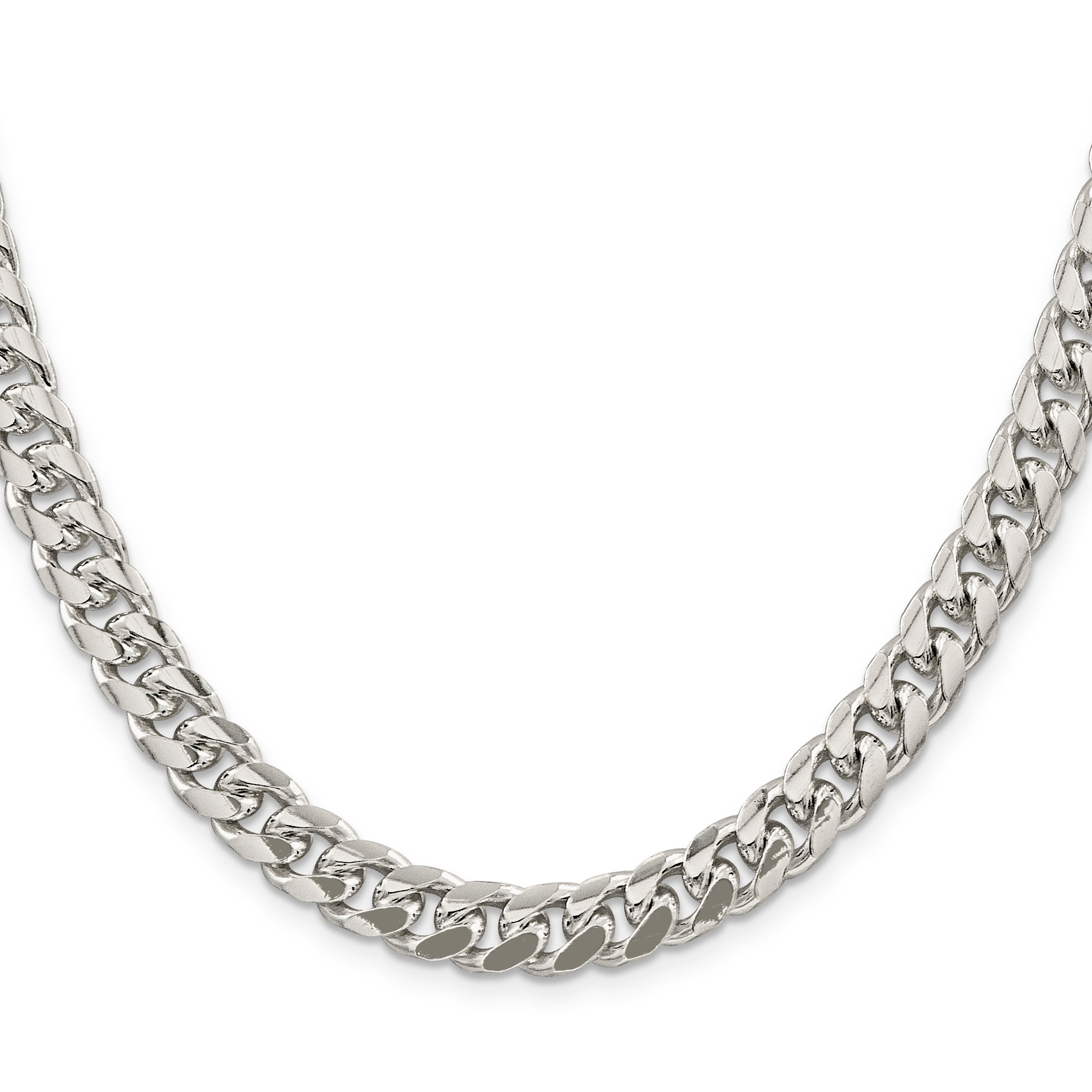 Sterling Silver 8.5mm Domed w/ Side D/C Curb Chain