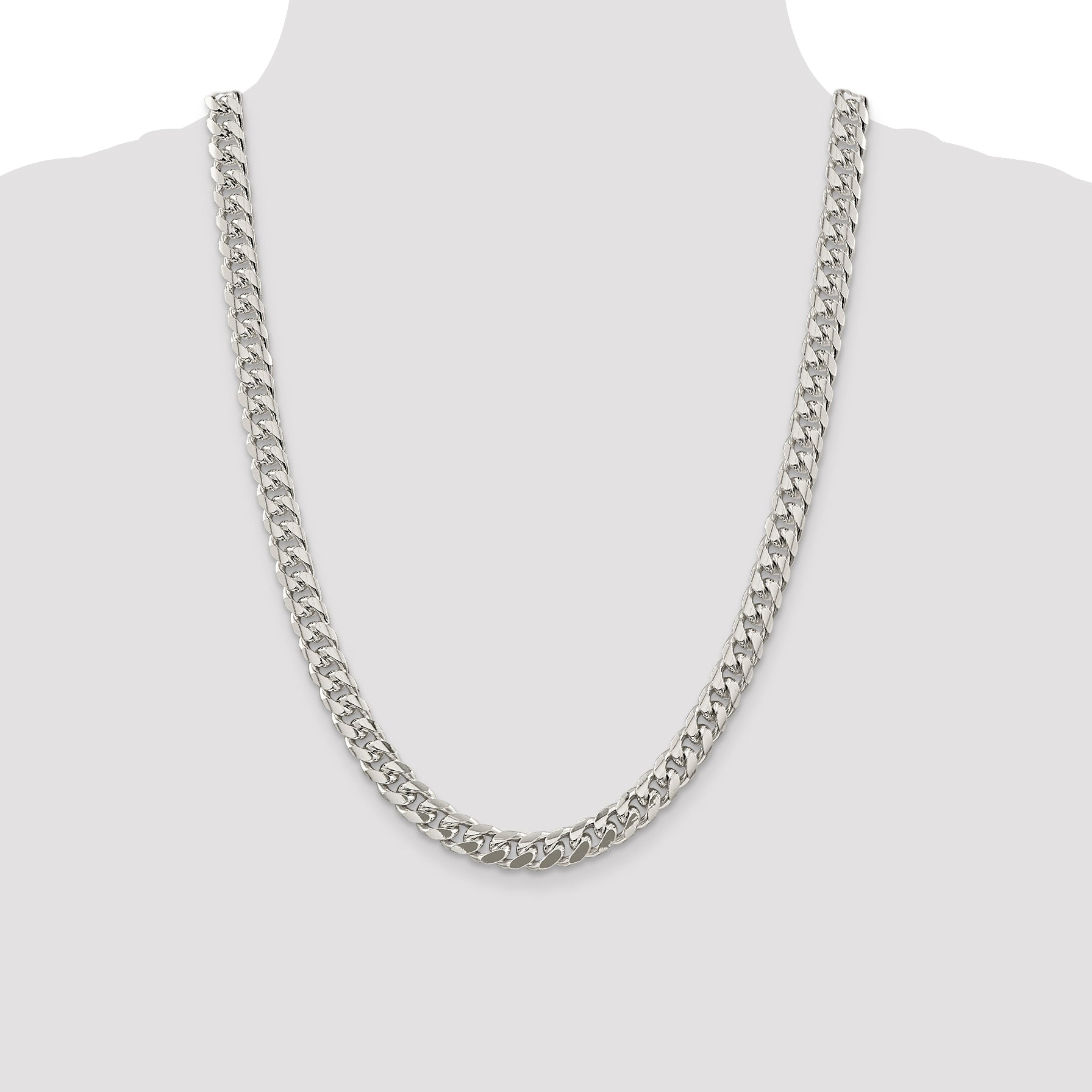 Sterling Silver 8.5mm Domed w/ Side D/C Curb Chain