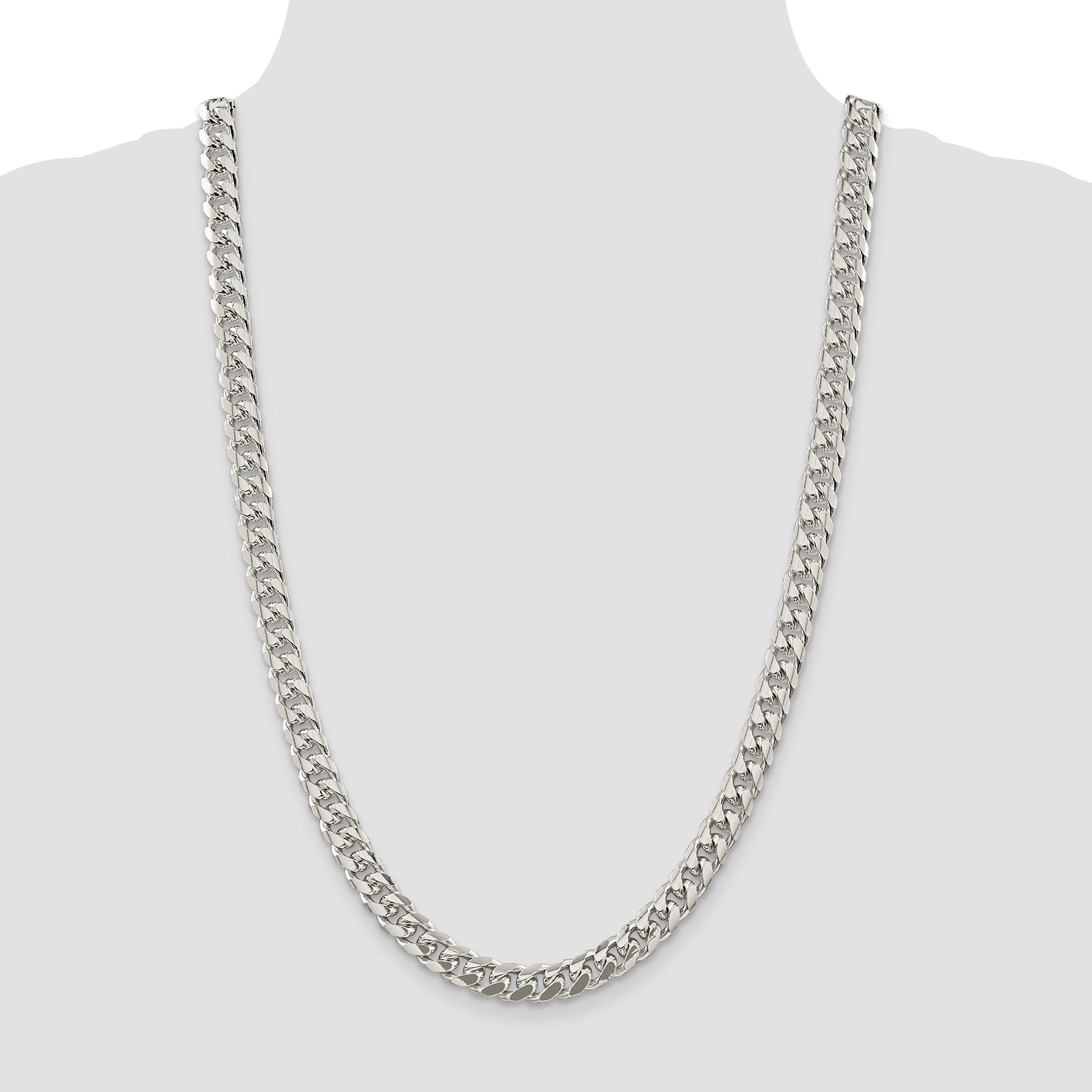 Sterling Silver 8.5mm Domed w/ Side D/C Curb Chain