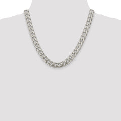 Sterling Silver 10.5mm Domed w/ Side D/C Curb Chain