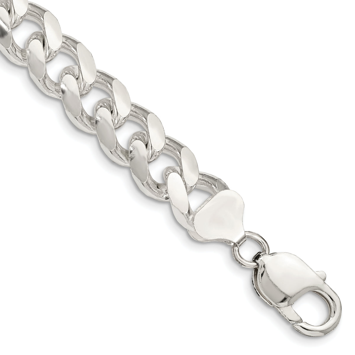 Sterling Silver 10.5mm Domed w/ Side D/C Curb Chain